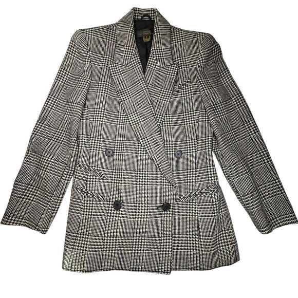 VTG Classiques for Nordstrom Women's Petite Herringbone Size 0 Petite Black Whit - Picture 1 of 8